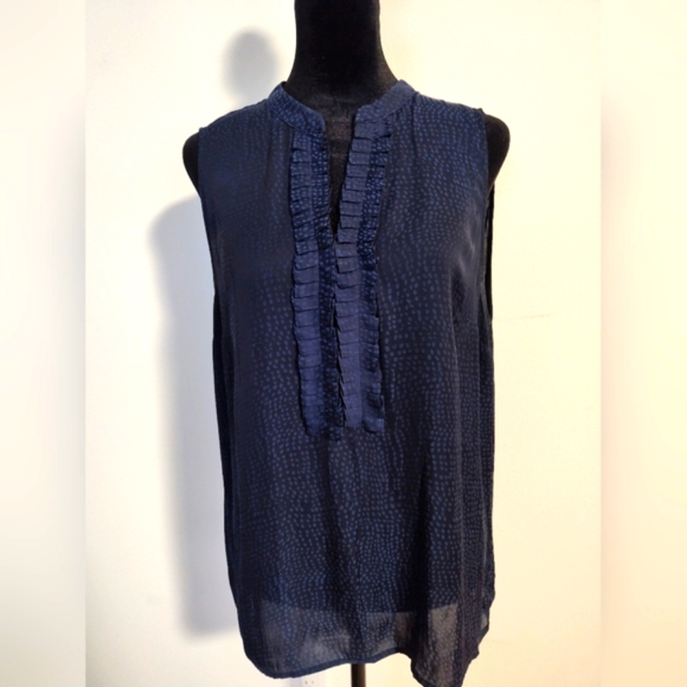 41 Hawthorn - Navy L - Malri Pin Tuck Detail Blouse